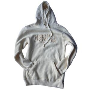 Pensacola Beach Hoodie Cream Textured-Terry Pullover S, Embroidered, Y2K Tourist